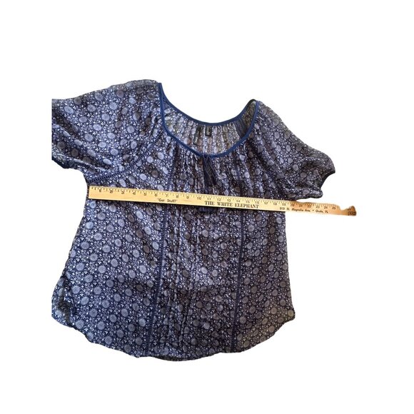 💖MSN Suit Blue Floral Bohemian Tunic Top With Tassel Detail - Size S - Picture 7 of 7